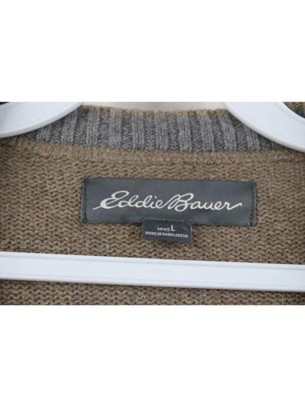 Vintage Y2K Eddie Bauer Mens Large Faded Blank Cotton Knit Crewneck Sweater - Picture 4 of 9